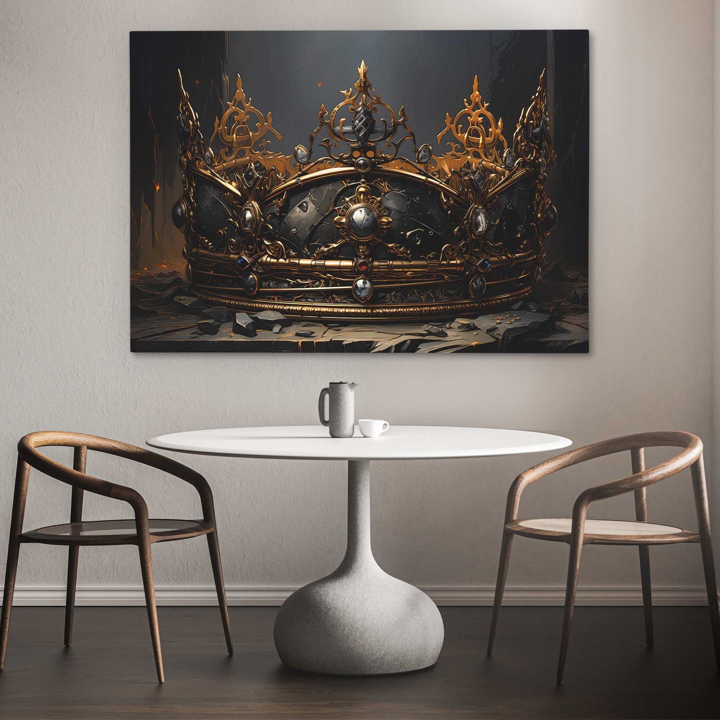 Golden Gothic Crown - Black Wall Art