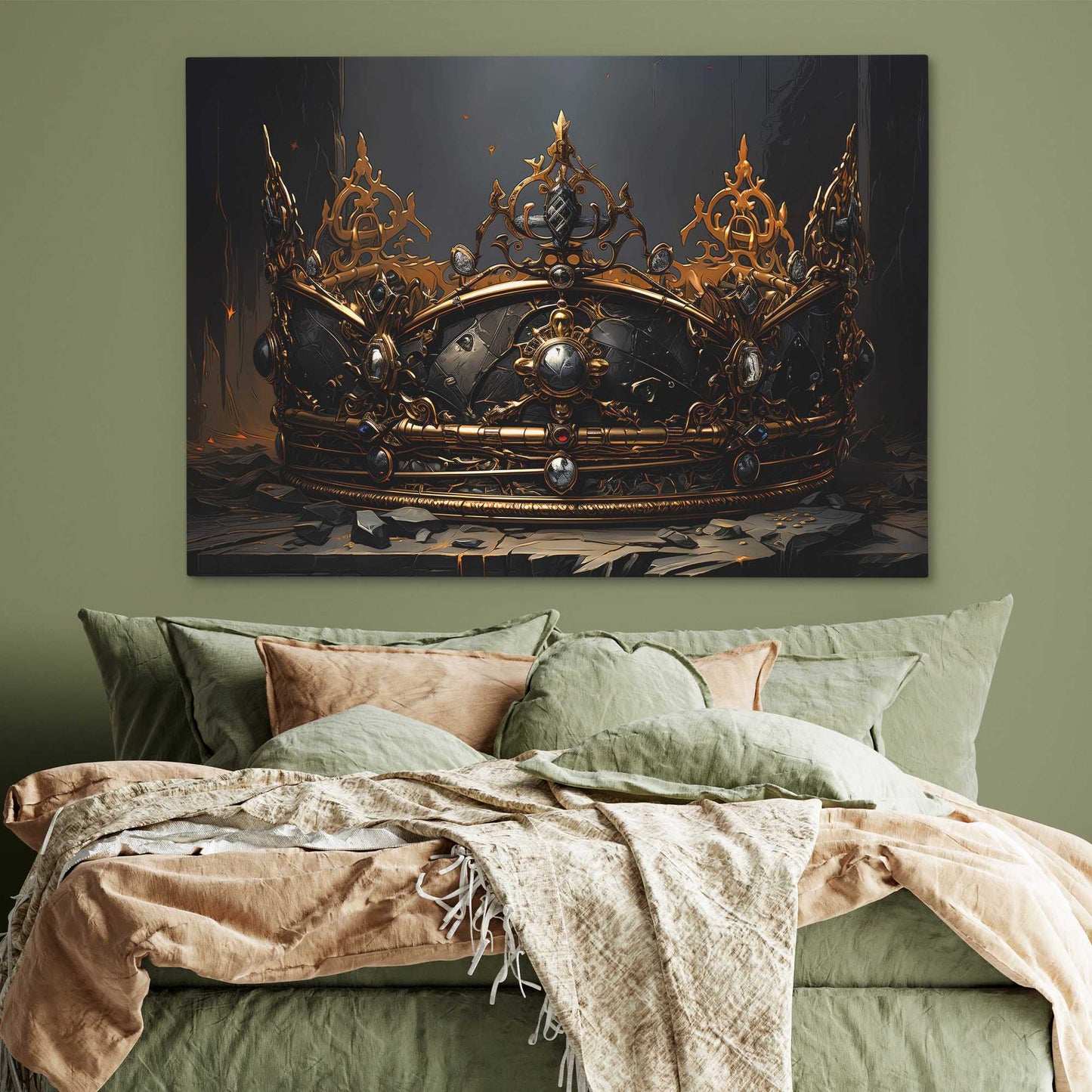 Golden Gothic Crown - Large Gothic Canvas Print