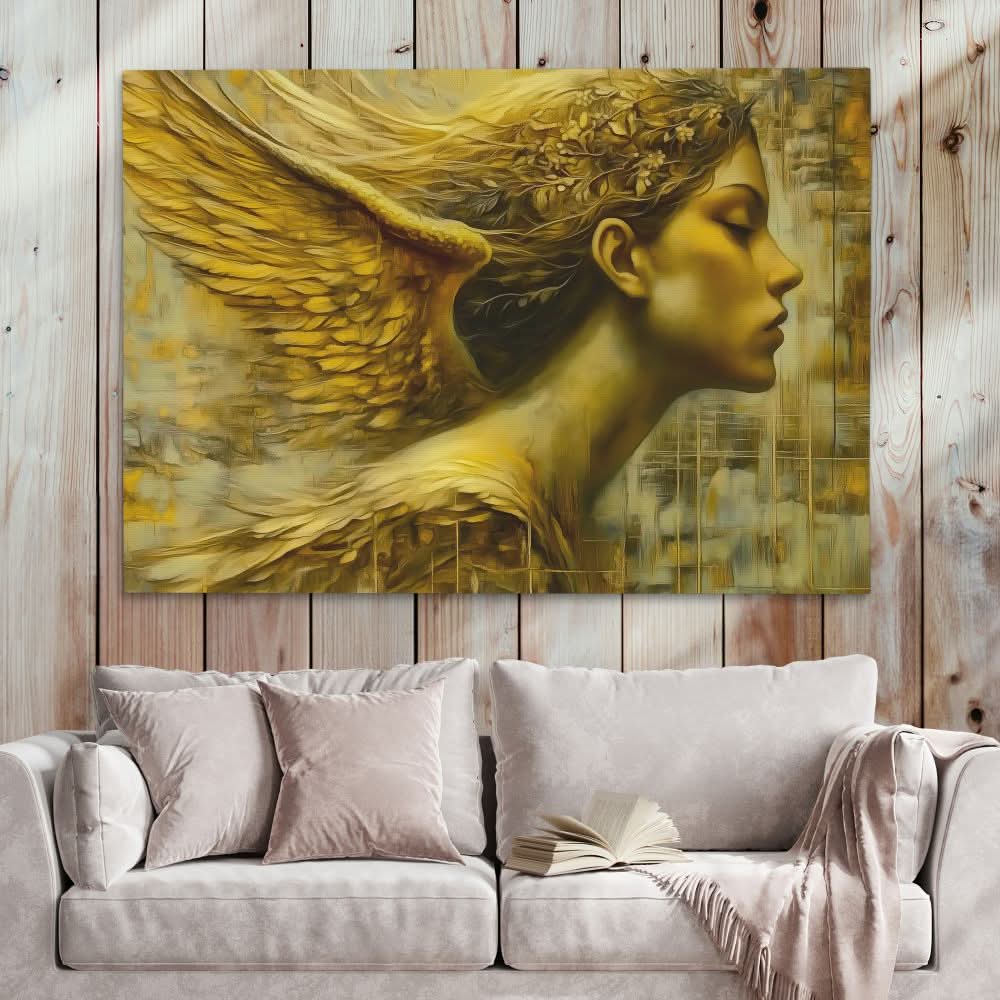 Golden Halo Angel - Gold Female Canvas Print