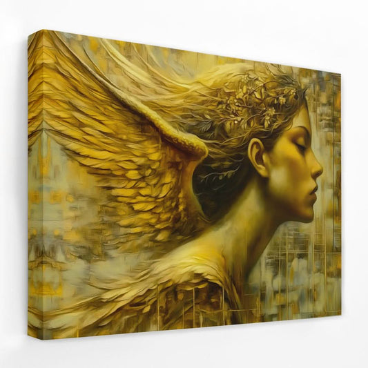 Golden Halo Angel - Angel Canvas Wall Art