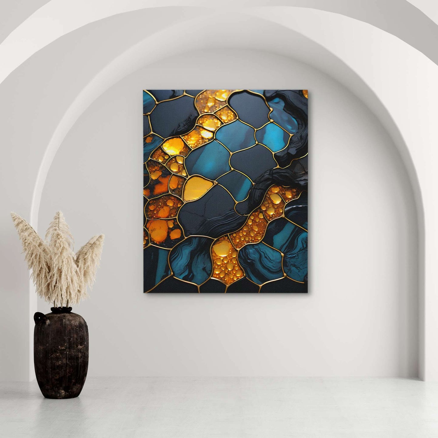 Golden Honey - Honeycomb Art for Bathroom