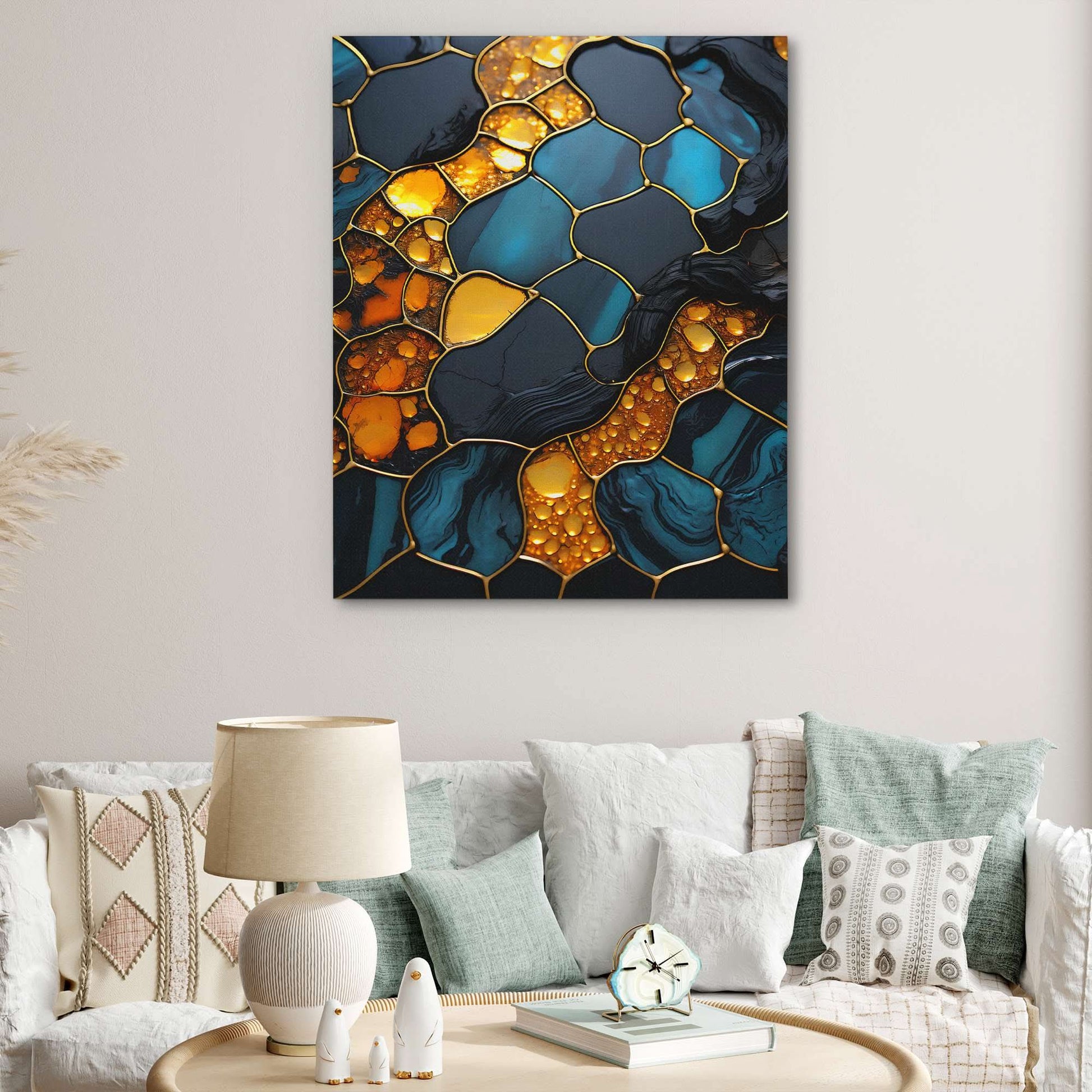 Golden Honey - Abstract Wall Art in Black Frame