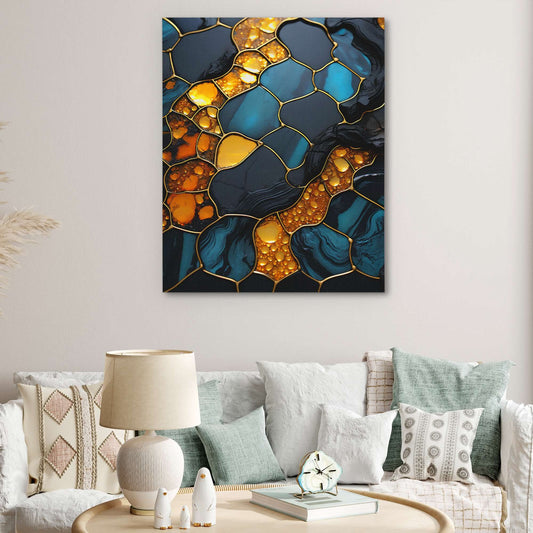 Golden Honey - Abstract Wall Art in Black Frame