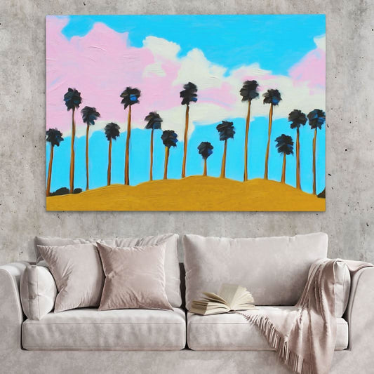Golden Hour Palms - Wall Art in Black Frame