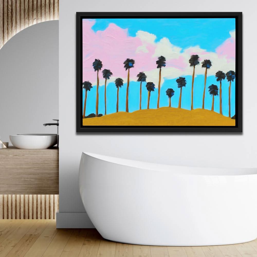 Golden Hour Palms - Blue Landscapes Canvas Print