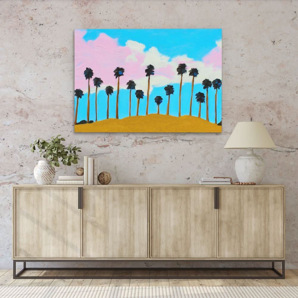 Golden Hour Palms - Landscapes Wall Art in Black Frame