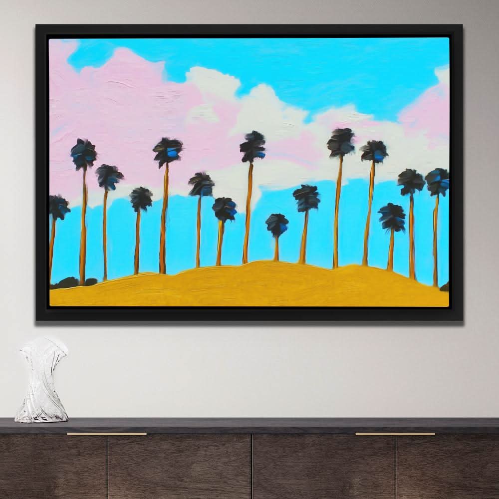 Golden Hour Palms - Blue Wall Art for Lounge