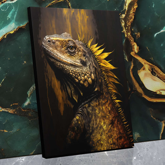 Golden Iguana - Wall Art in Black Frame