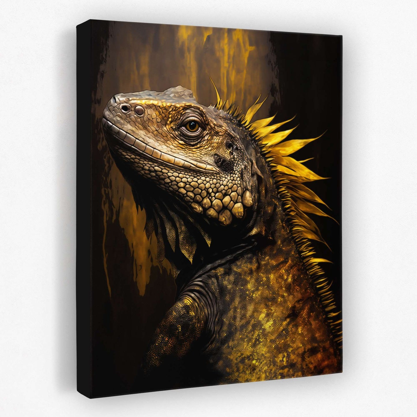 Golden Iguana - Animals Canvas Wall Art