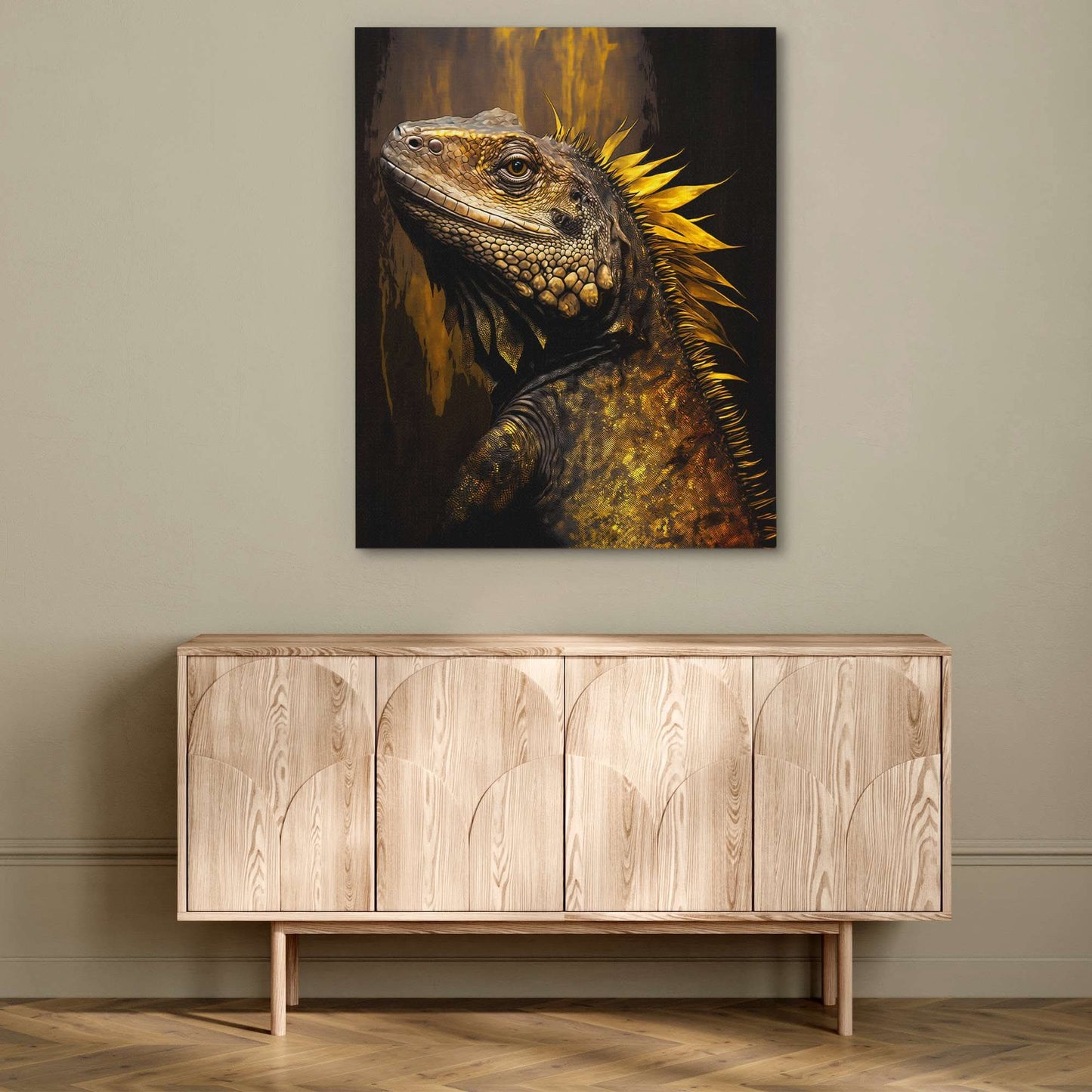 Golden Iguana - Oversized Animals Canvas Wall Art