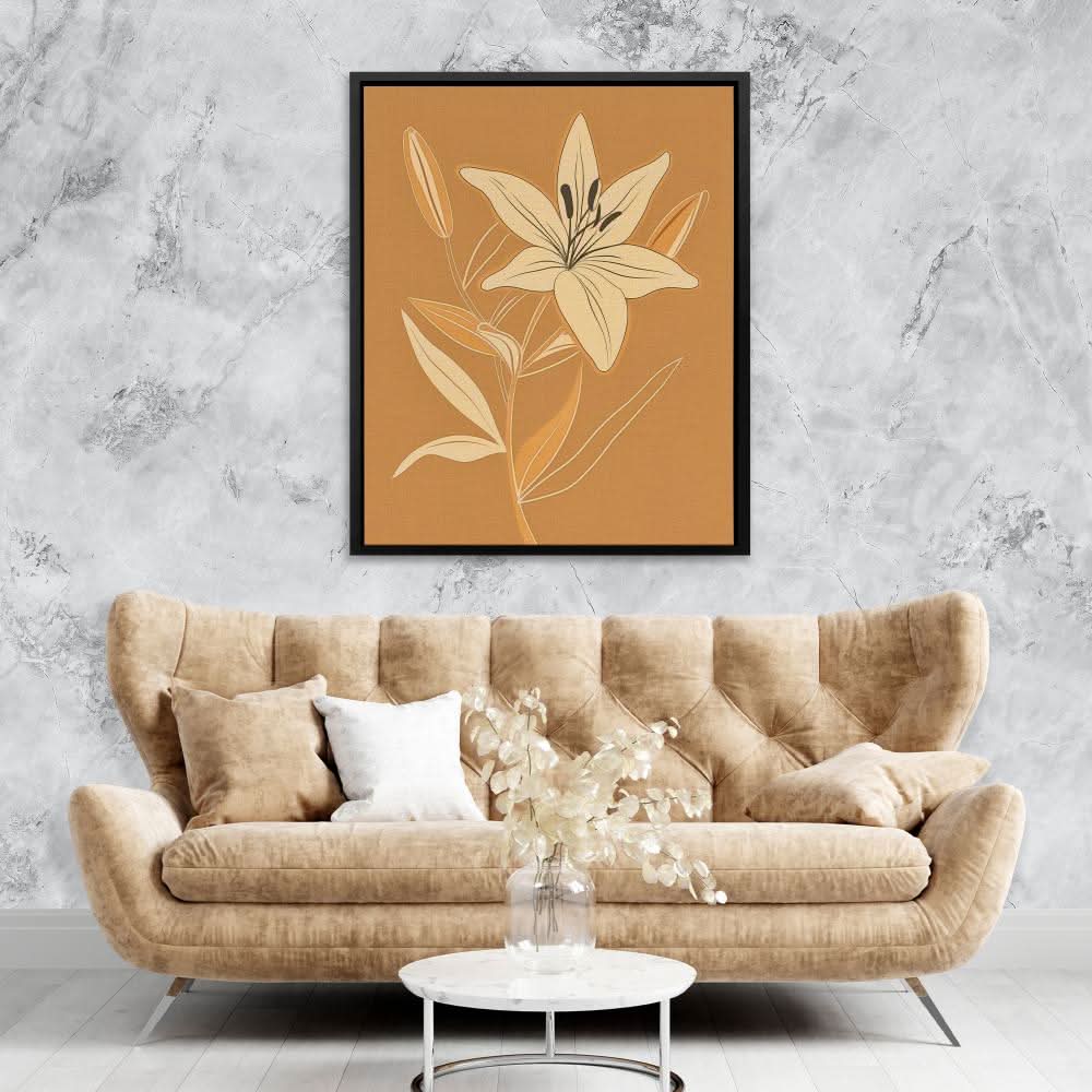Golden Lily Grace - Large Minimalist Canvas Print