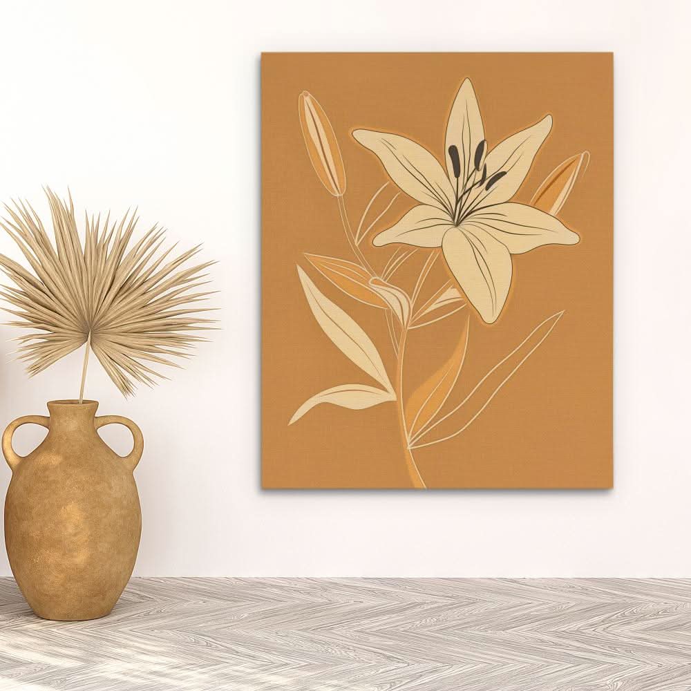 Golden Lily Grace - Botanical Art for Bedroom