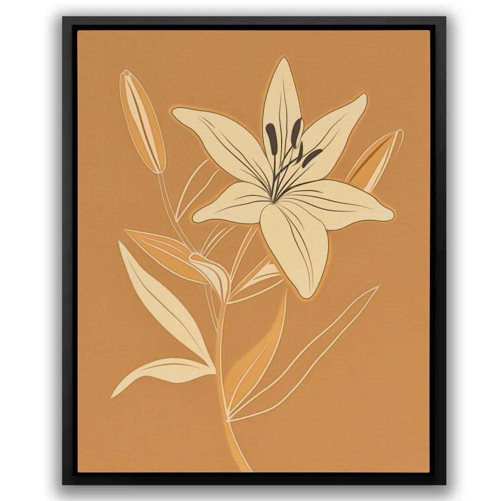 Golden Lily Grace - Neutral Floral Canvas Print