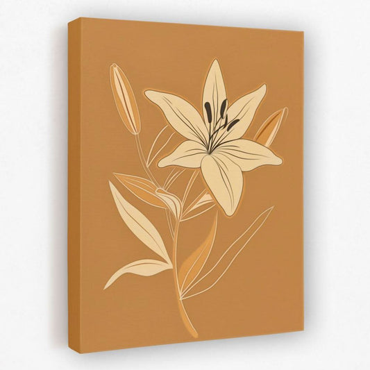 Golden Lily Grace - Botanical Canvas Wall Art