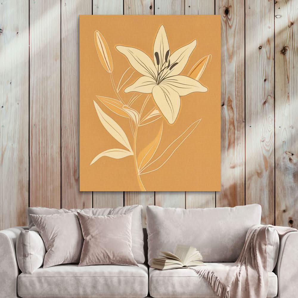 Golden Lily Grace - Neutral Wall Art for Home Office