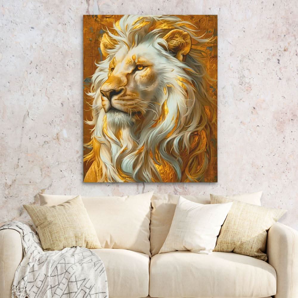 Golden Mane - Maximalist Wall Art in Black Frame