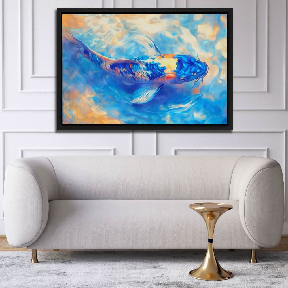 Golden Mask Koi - Fish Wall Art in Black Frame