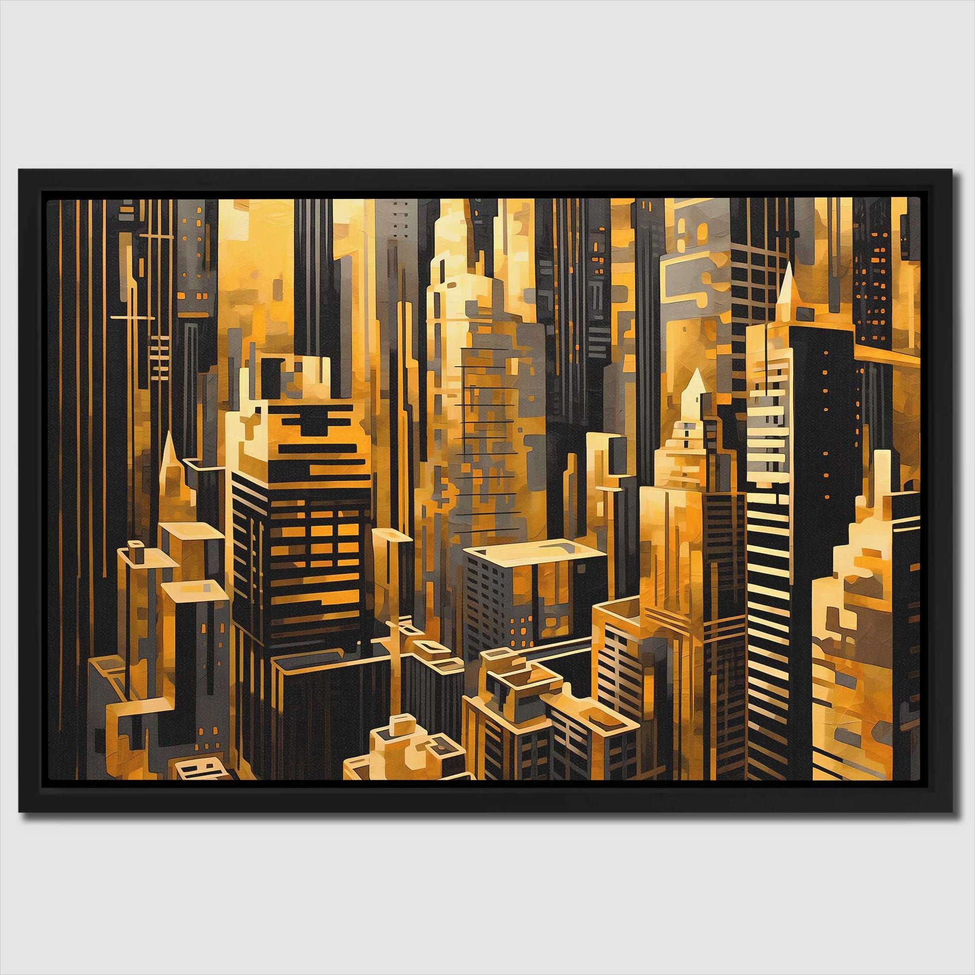 Golden Maze - Abstract Black Canvas Wall Art