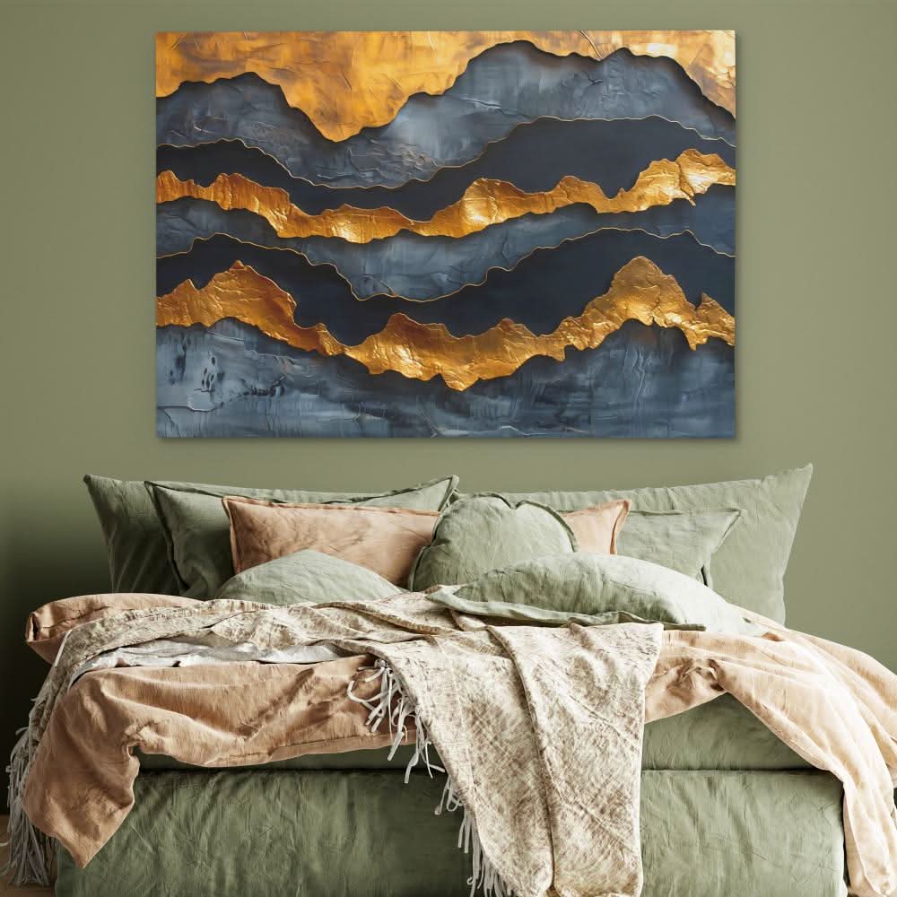 Golden Moments - Abstract Black Canvas Wall Art