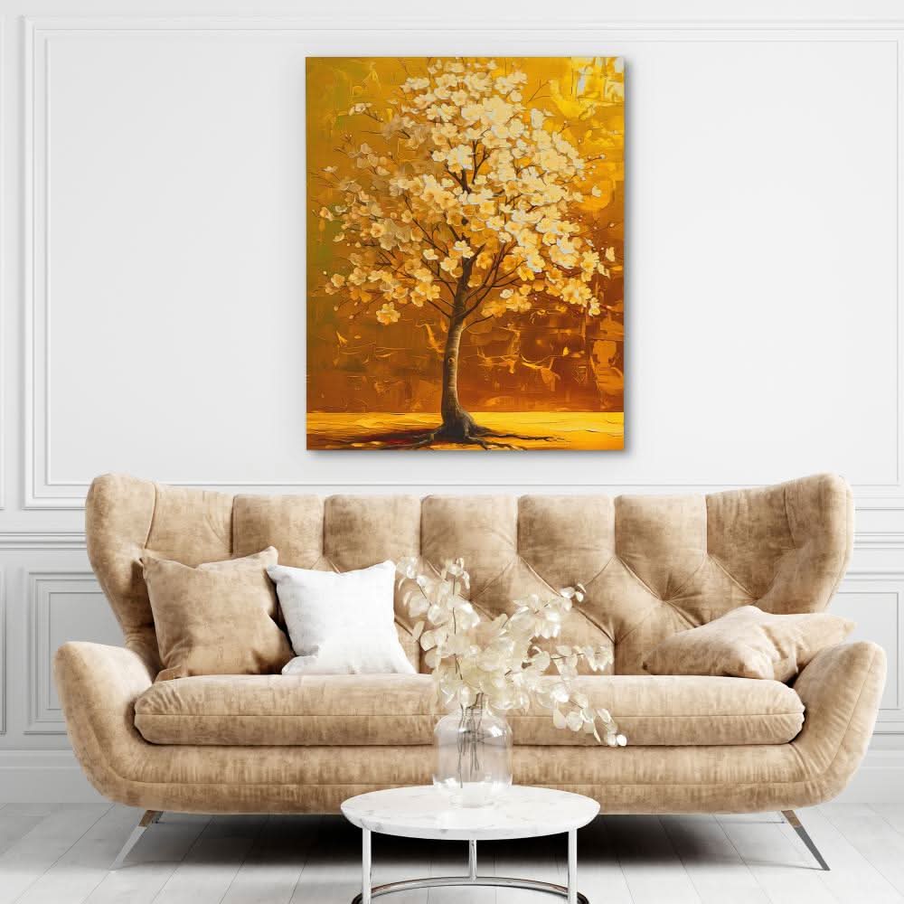 Golden Myth - Nature Wall Art in Black Frame