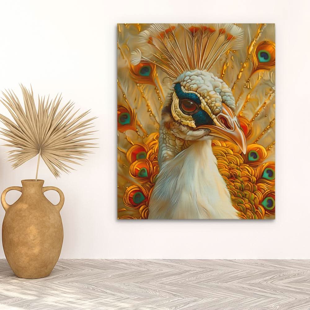 Golden Peacock - Gold Animals Canvas Print