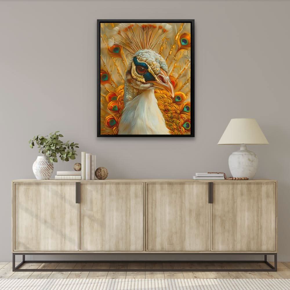 Golden Peacock - Large Canvas Print