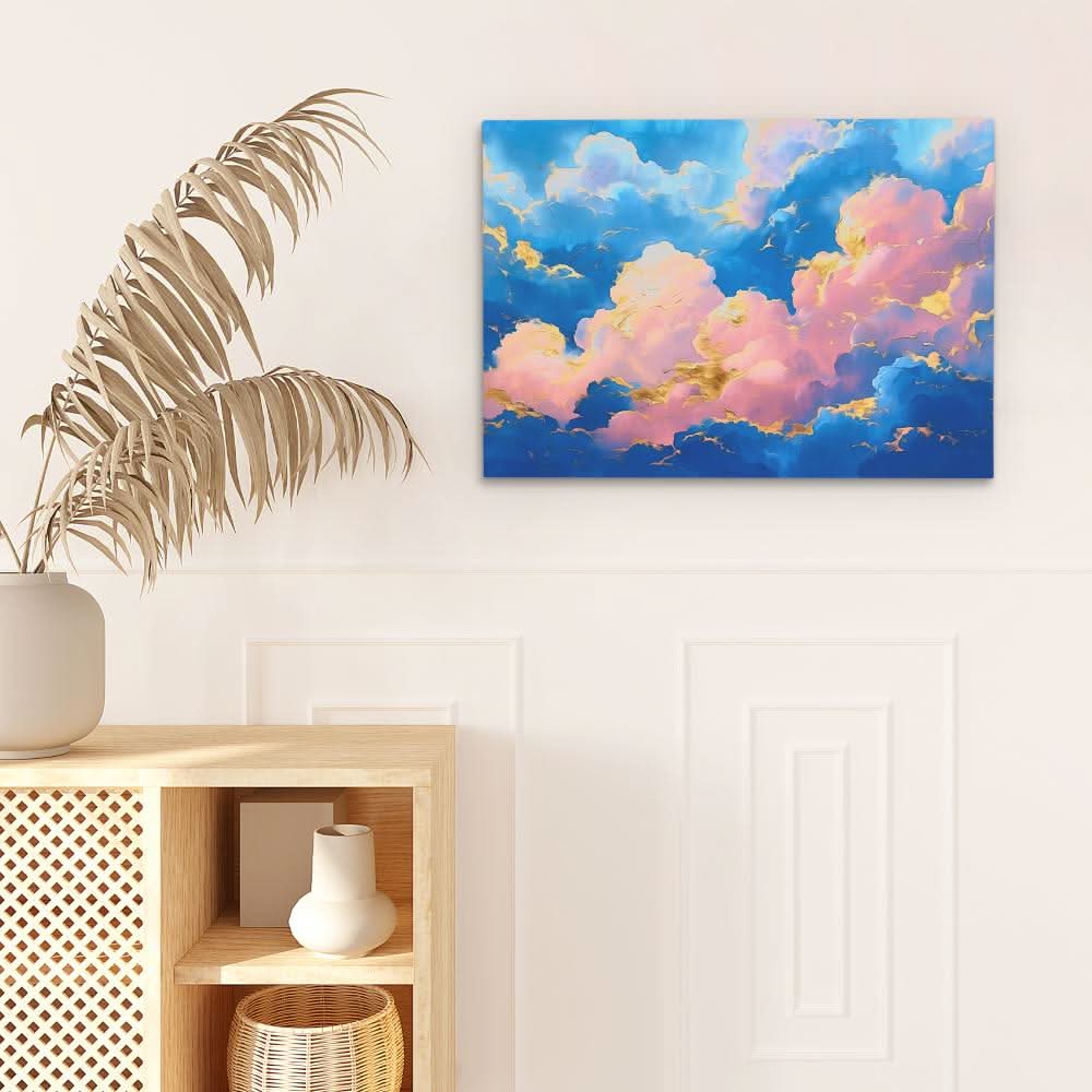 Golden Pink Clouds - Large Modern Canvas Print