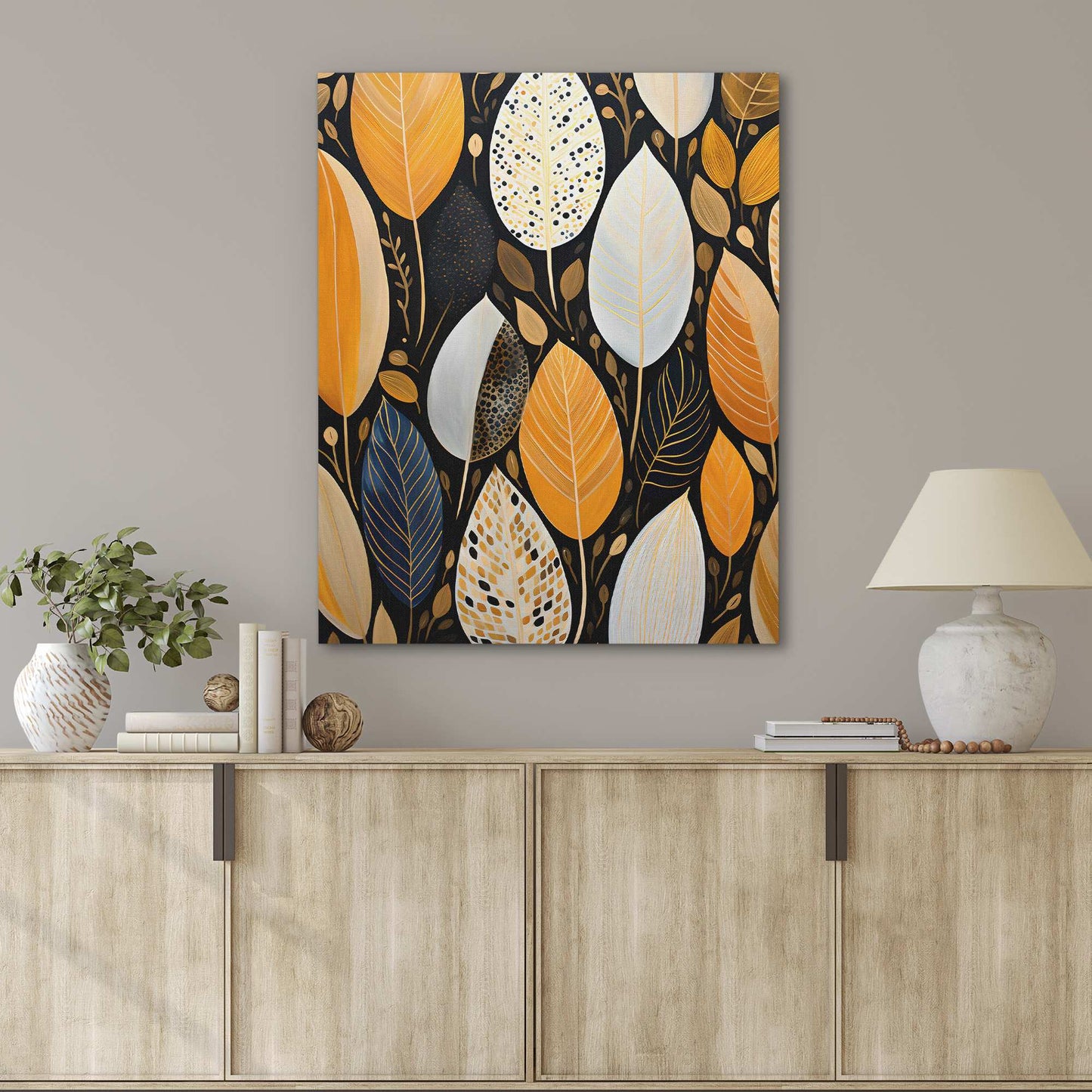 Golden Plumage - Large Abstract Canvas Print
