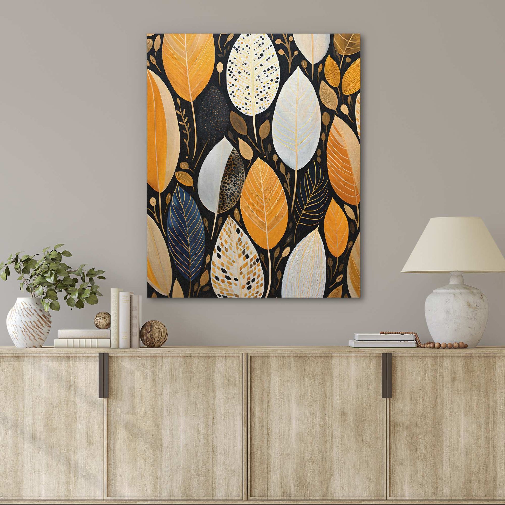 Golden Plumage - Large Abstract Canvas Print