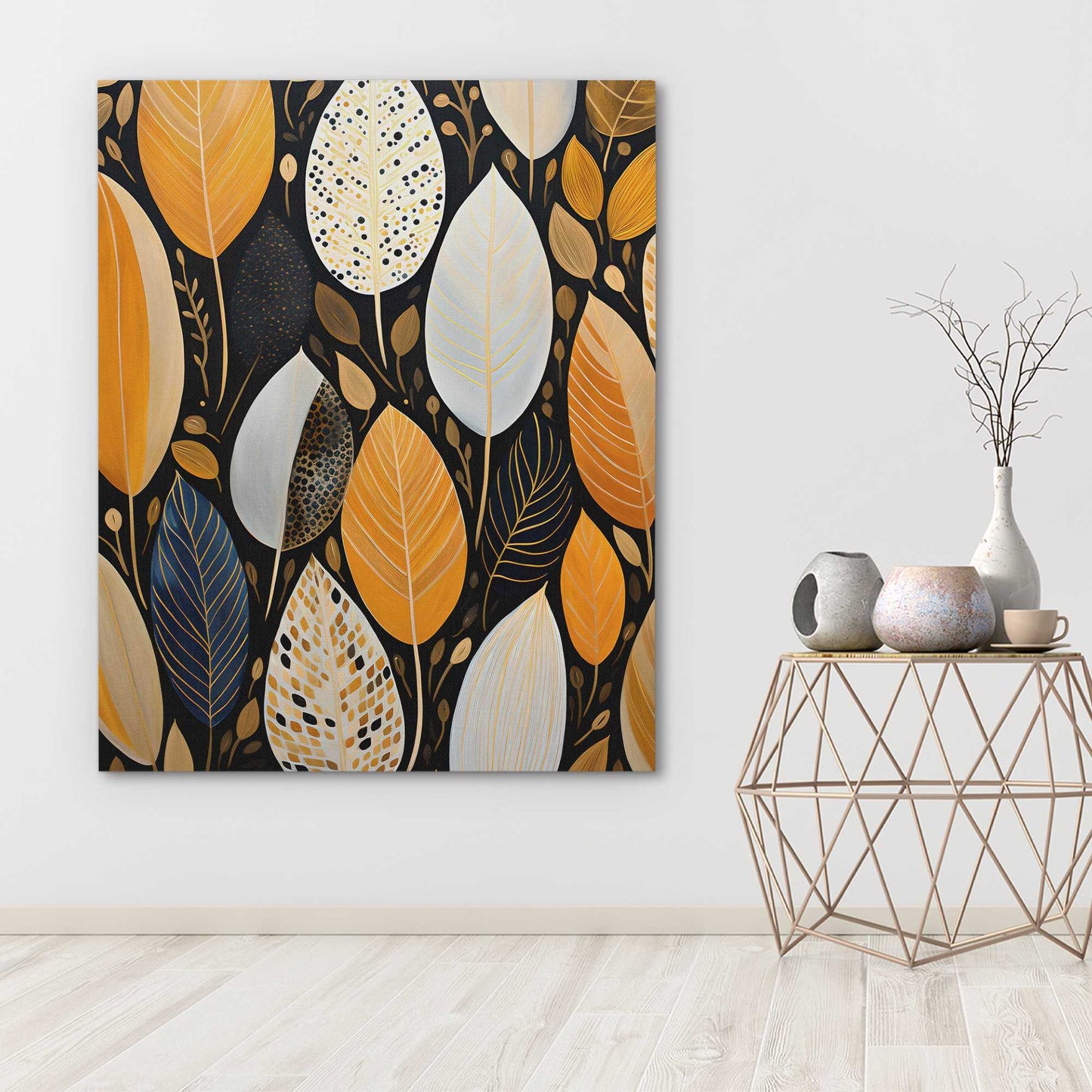 Golden Plumage - Black and Gold Canvas Print