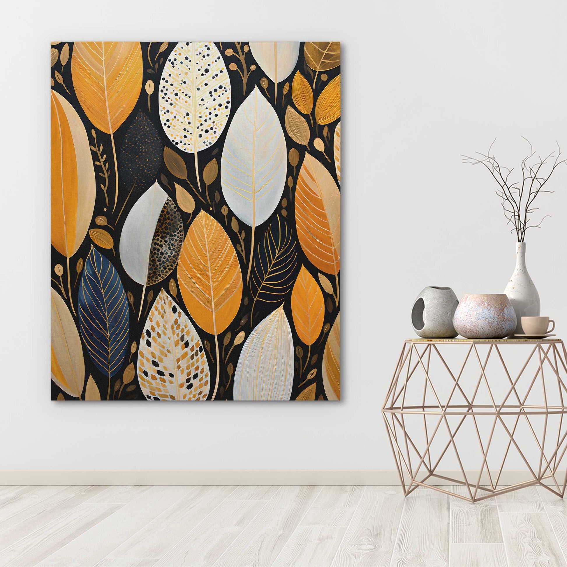 Golden Plumage - Black and Gold Canvas Print