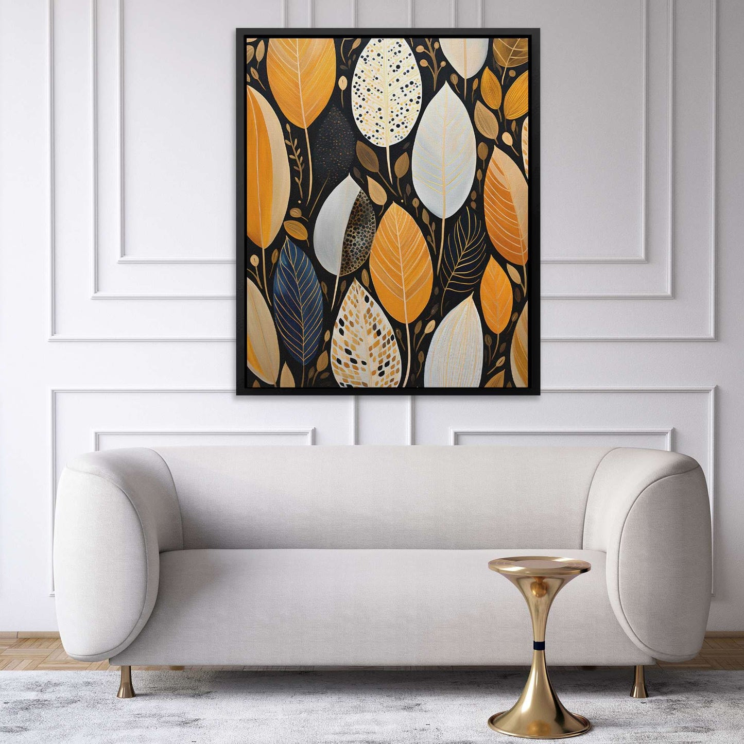 Golden Plumage - Black and Gold Wall Art for Lounge