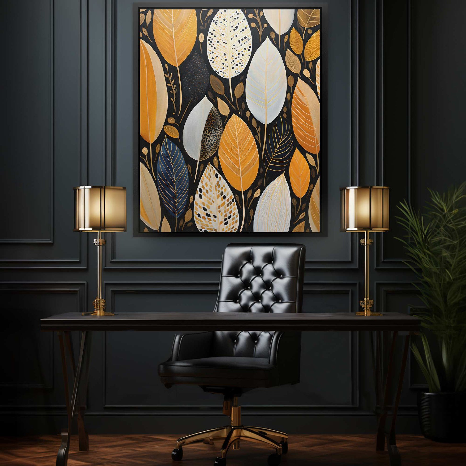 Golden Plumage - Feathers Art for Hallway