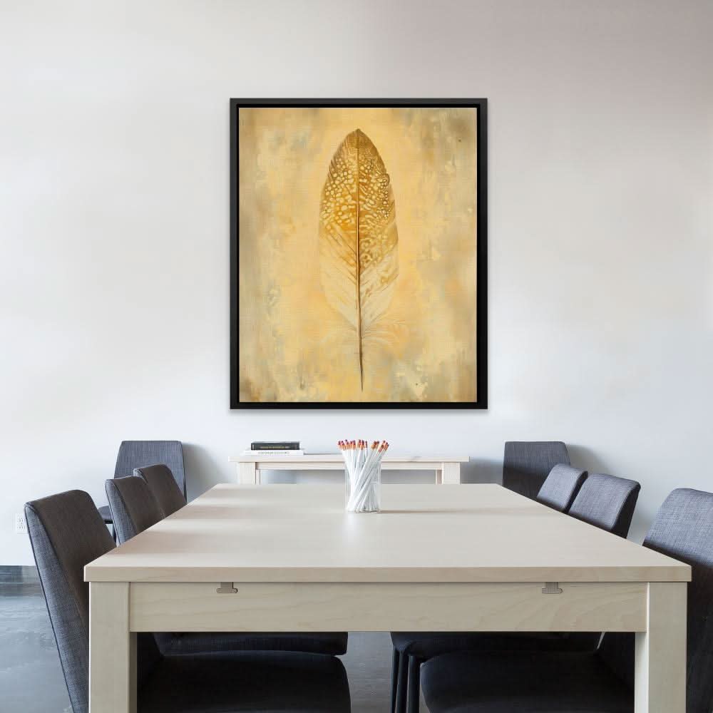 Golden Quill - Feathers Art for Bedroom