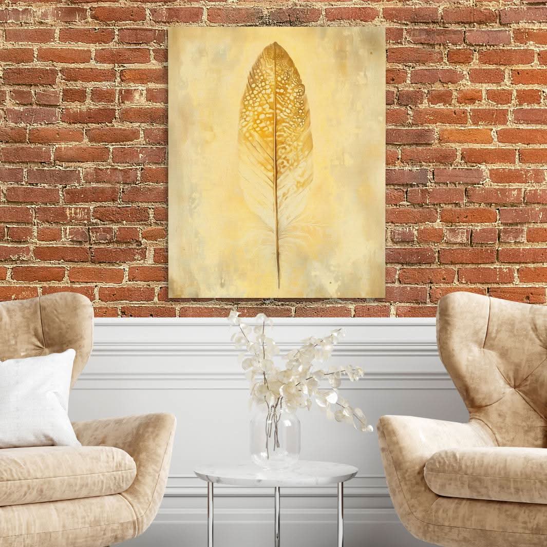 Golden Quill - Nature Wall Art in Black Frame