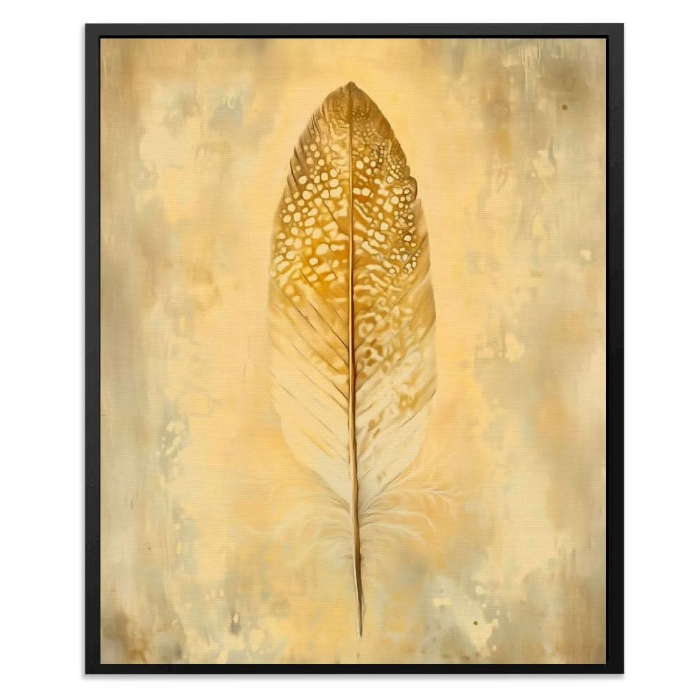 Golden Quill - Minimalist Wall Art in Black Frame