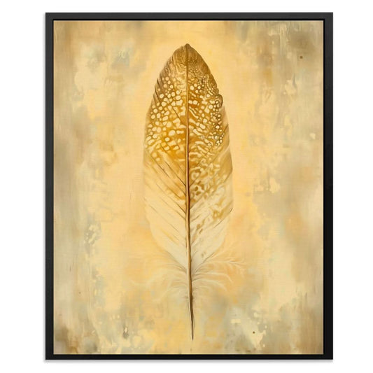 Golden Quill - Minimalist Wall Art in Black Frame
