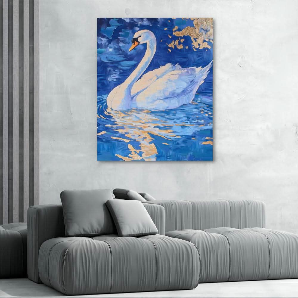 Golden Reflections - Coastal Wall Art in Black Frame