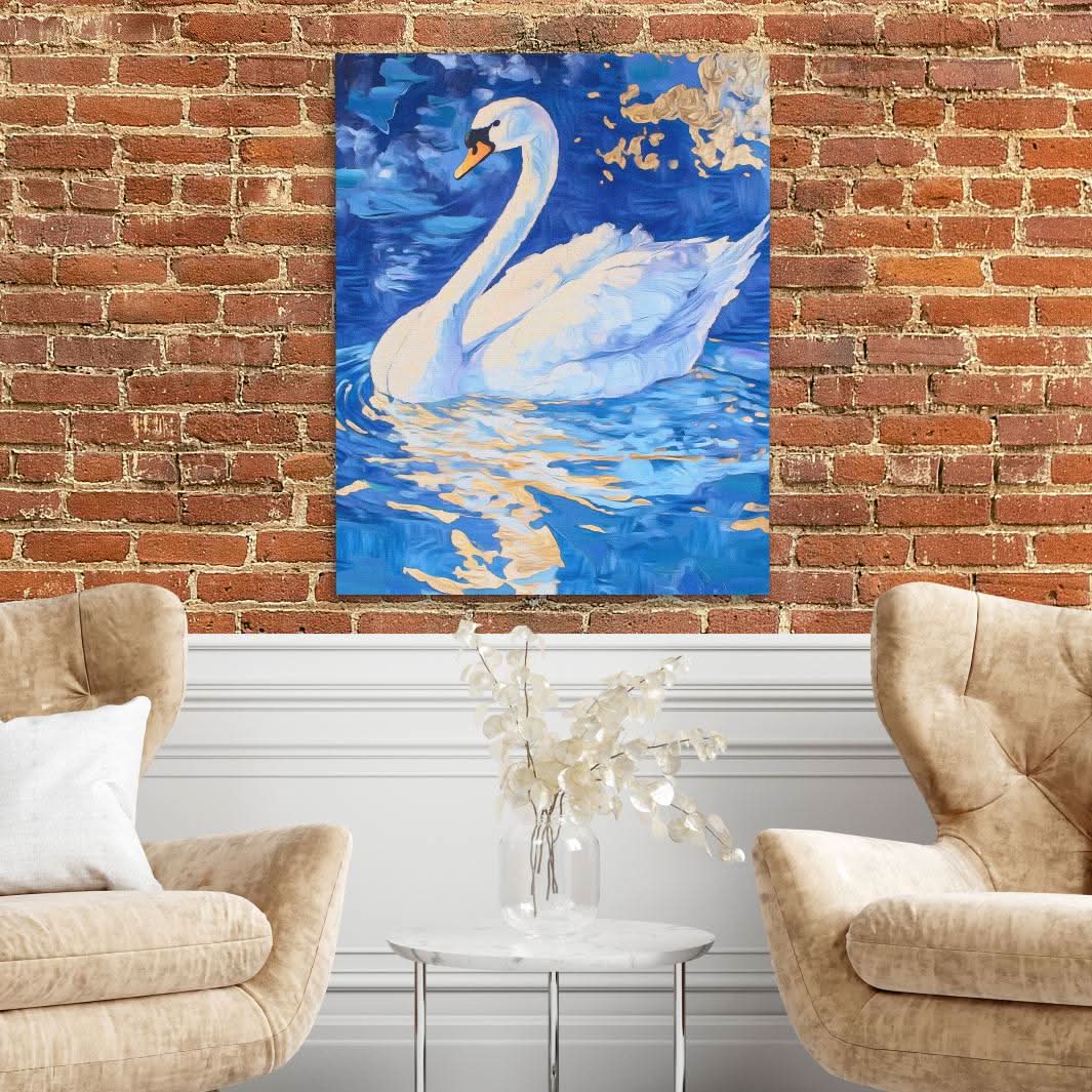 Golden Reflections - Blue Canvas Wall Art