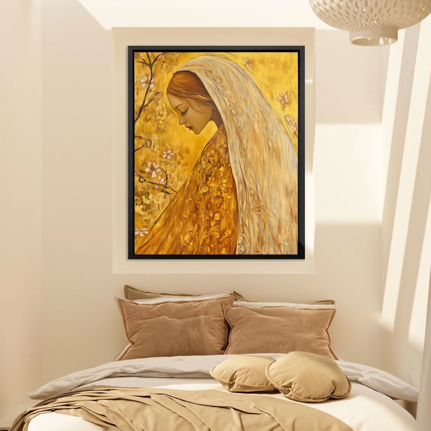 Golden Reverie - Beige Person Canvas Print