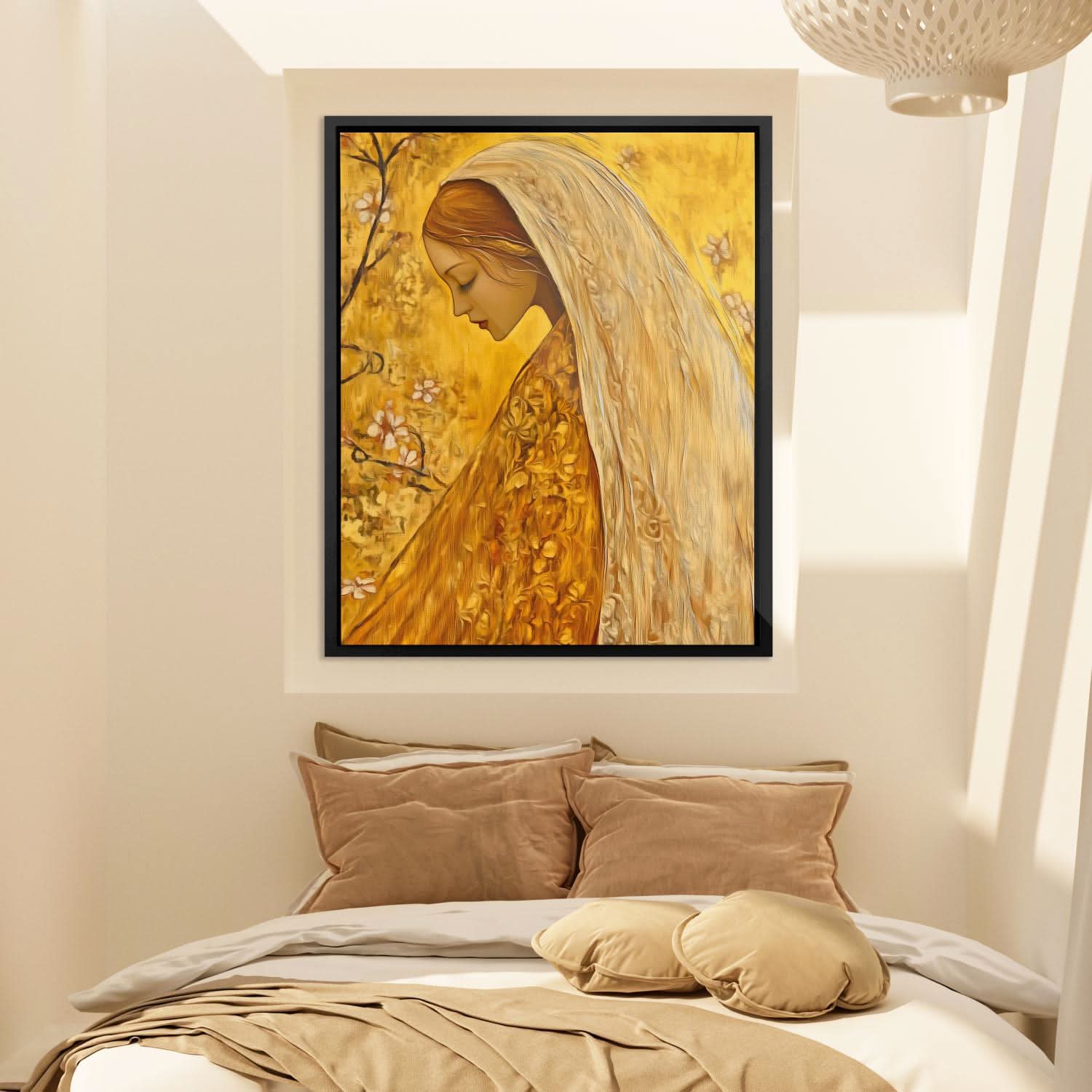 Golden Reverie - Beige Person Canvas Print