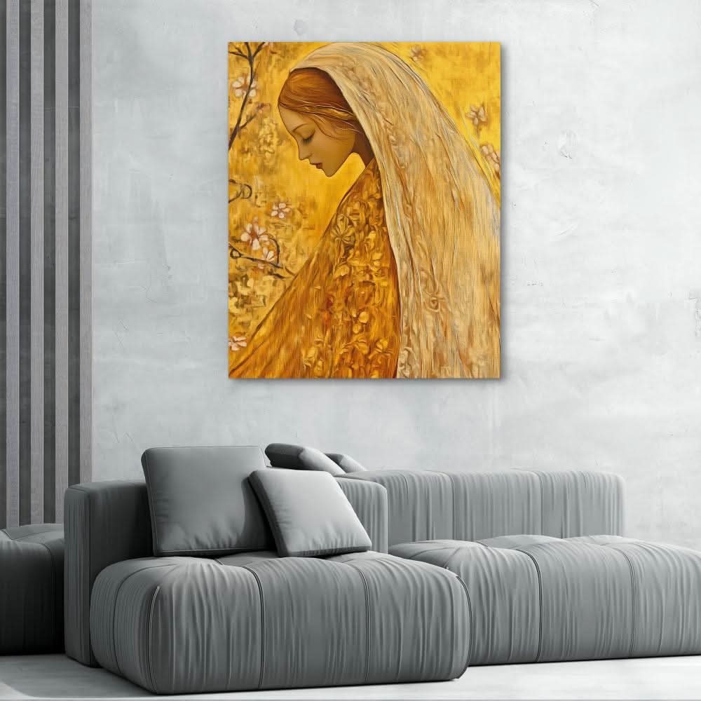 Golden Reverie - Figurative Wall Art in Black Frame