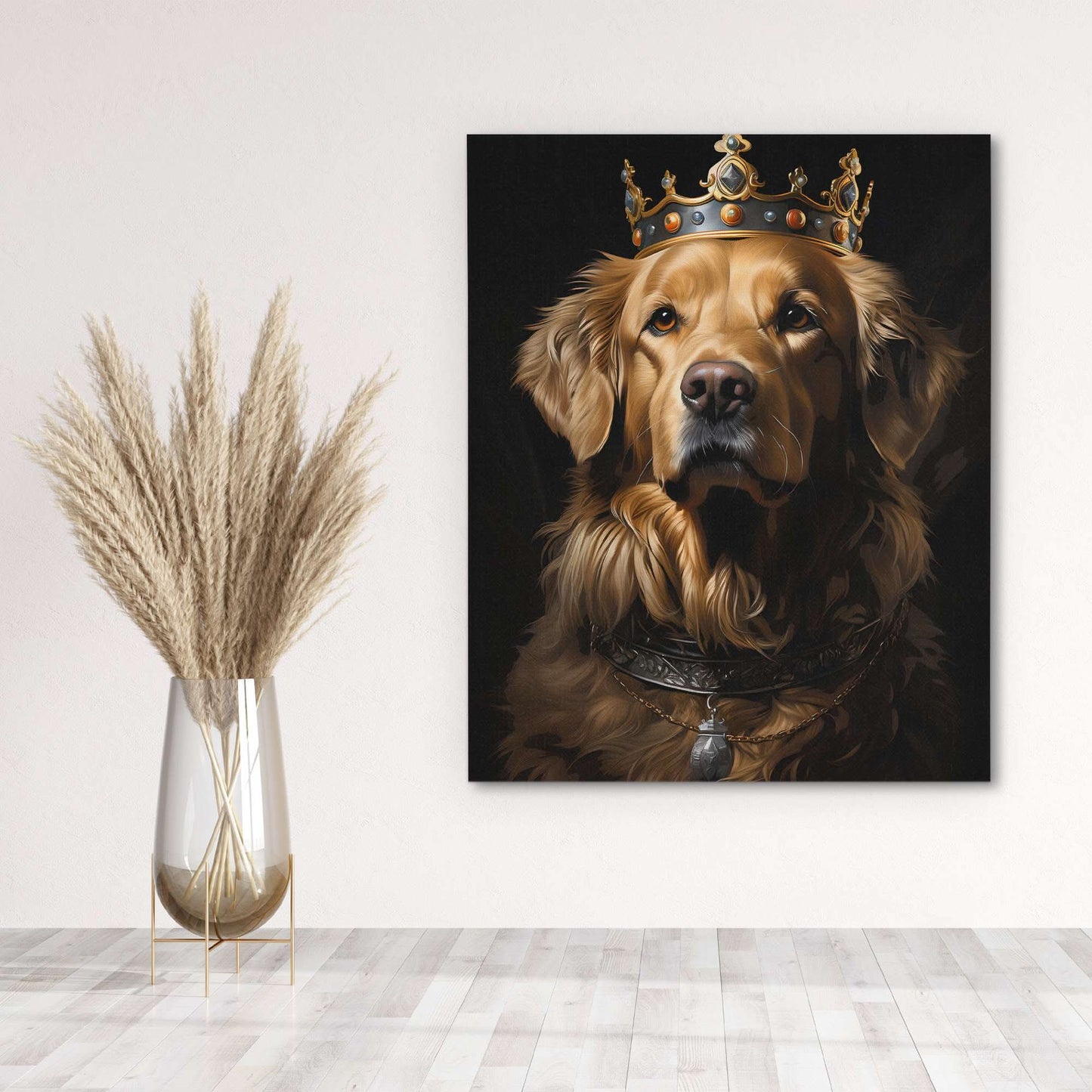 Golden Royalty - Black and Gold Golden Retriever Canvas Print