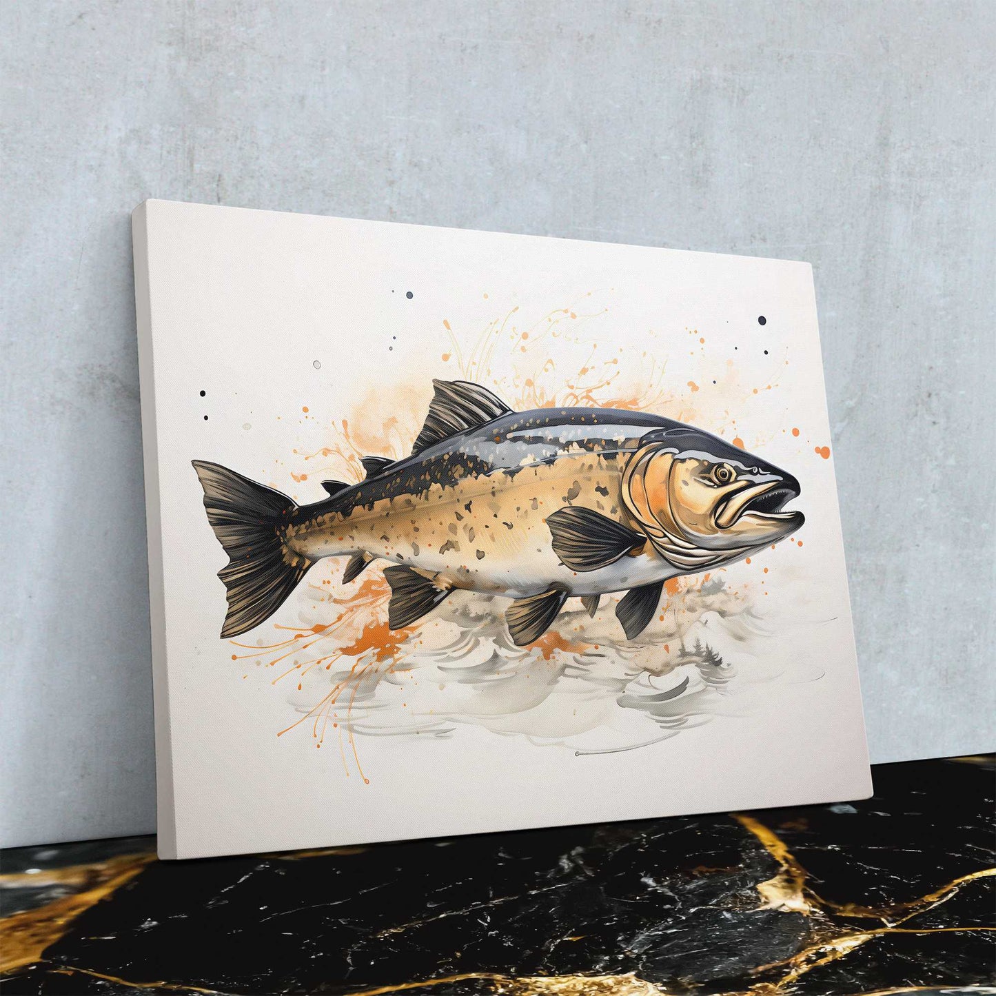 Golden Salmon - Fish Canvas Wall Art