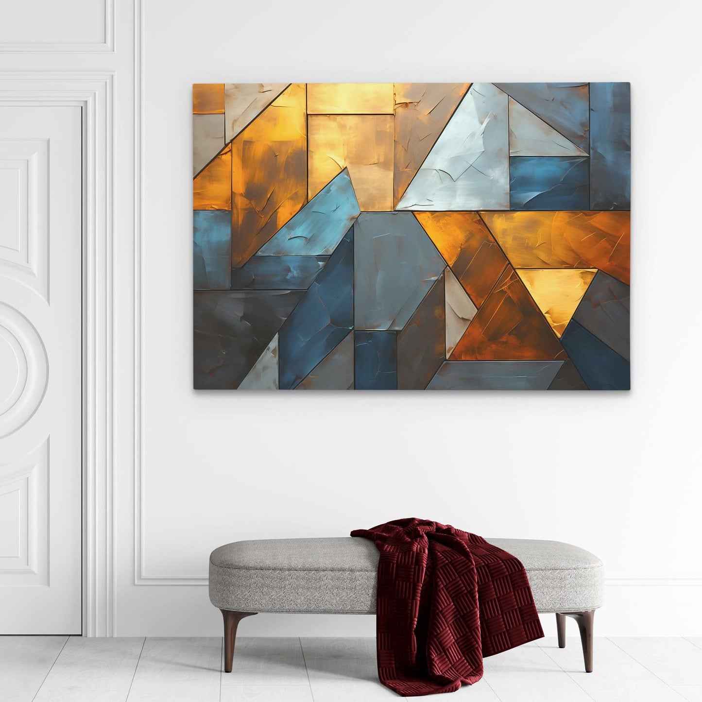 Golden Shade - Abstract Wall Art in Black Frame