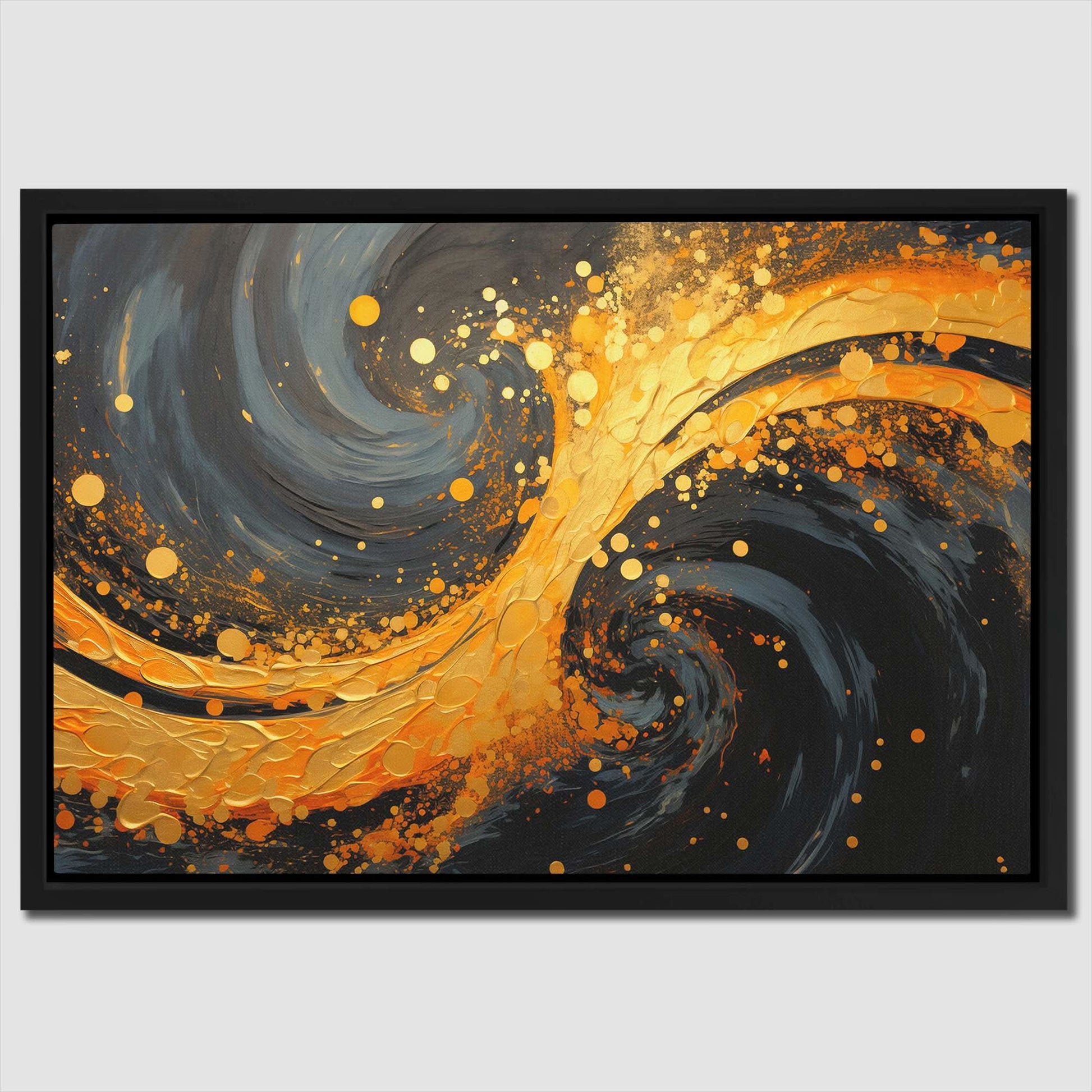 Golden Shimmer - Horizontal Wall Art in Black Frame