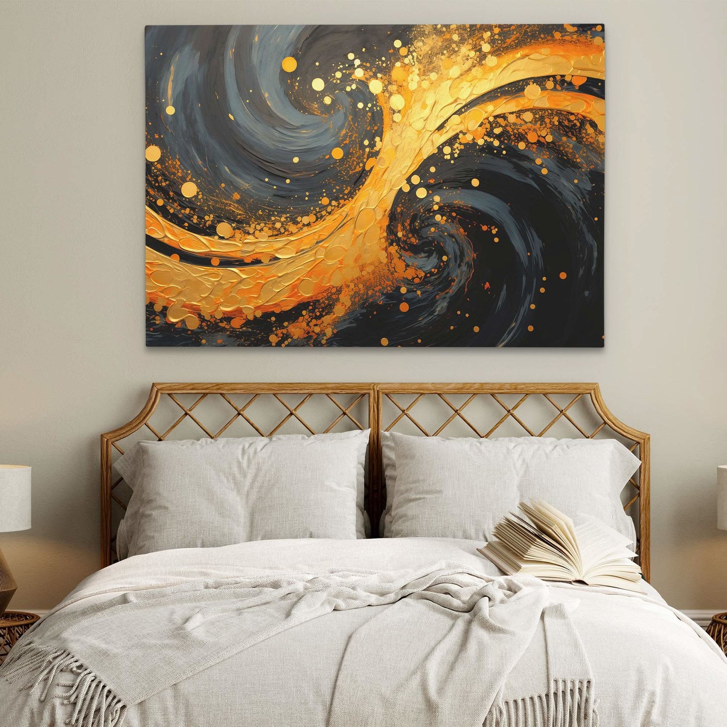 Golden Shimmer - Black and Gold Canvas Print