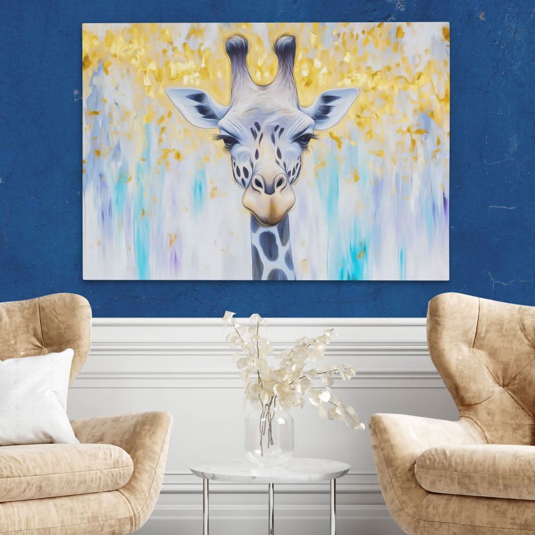 Golden Sky Giraffe - Wall Art in Black Frame
