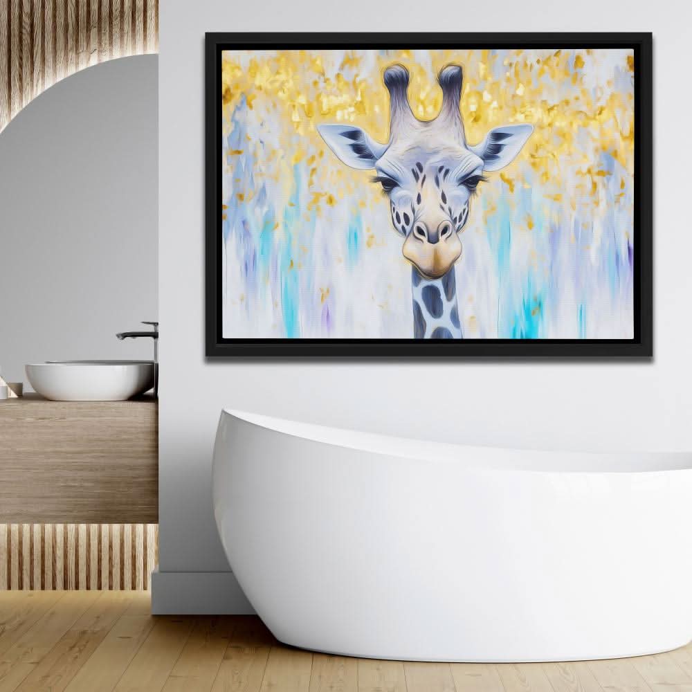 Golden Sky Giraffe - Blue Entryway Canvas Print