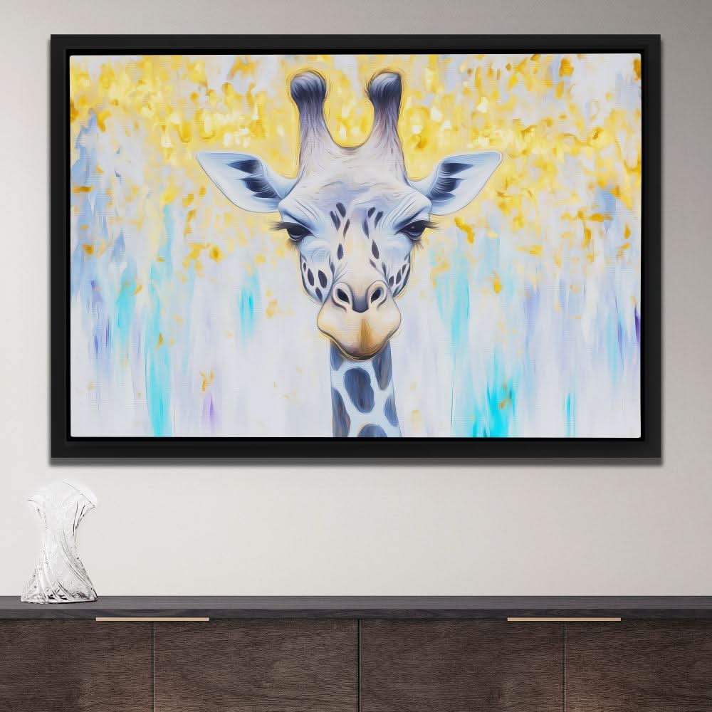 Golden Sky Giraffe - Blue Wall Art for Kids Room